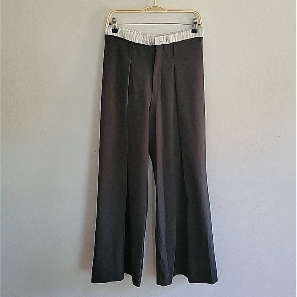 Zara Wide Leg Pants‎ Small Gray Pleated High Rise Minimalist Relaxed Streetwear